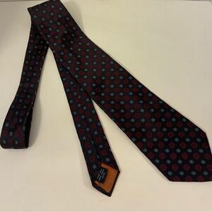 Faconnable Men's 100% Silk Necktie Made in Italy Designer Blue and Red